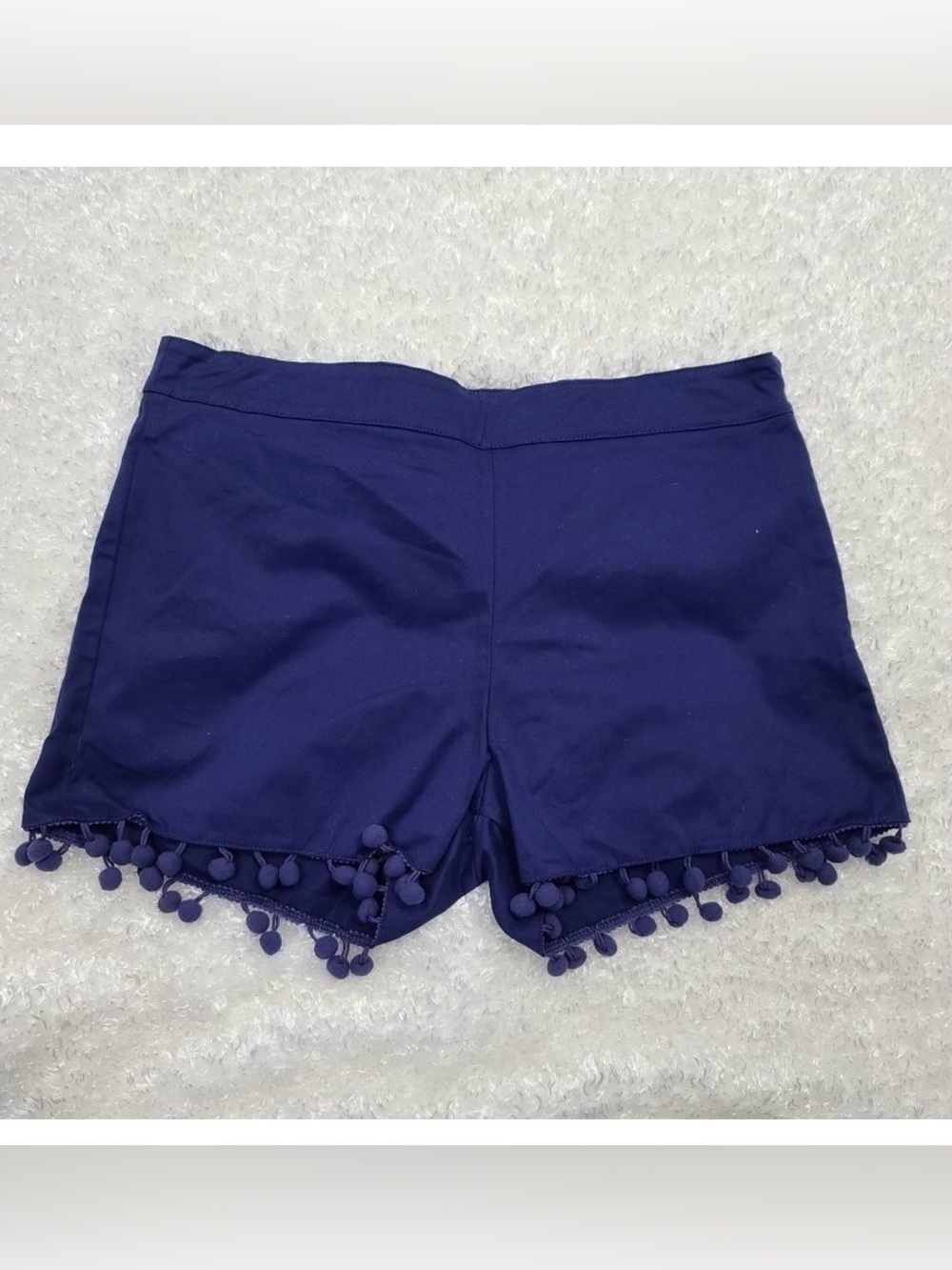 Anna Lane Boutique Navy Pom-Pom Women's Shorts, side zipper! Super fun~Size L